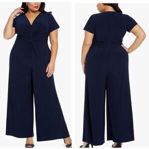VINCE CAMUTO PLUS WIDE LEG RUCHED JUMPSUIT NWOT SIZE 3XL NAVY